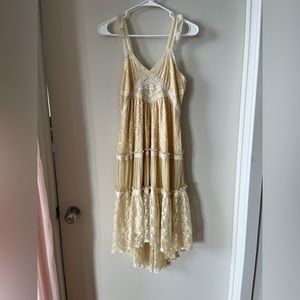 Axes Femme Cream Asymmetrical Long Lace Cami Dress Kawaii Japan